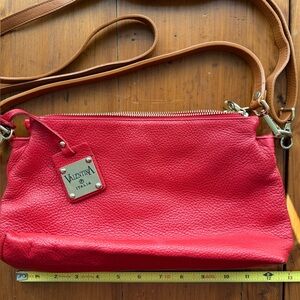 Red Valentina Pebble Leather Crossbody